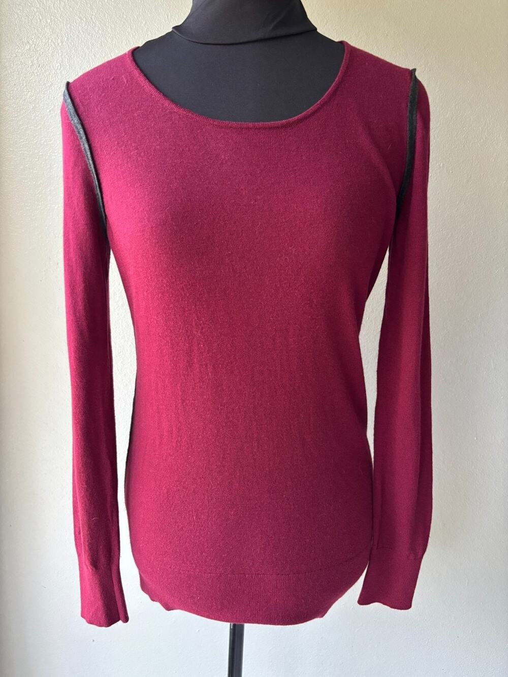 LOFT Extrafine Merino Wool Blend Sweater – Burgundy/Berry, Size M